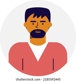 La gente retrata el diseño de vectores planos. Ilustración de un joven enfrenta avatares. Conjunto de iconos redondos vectoriales estilo plano. Hombre de iconos de perfil. Iconos para juegos, comunidades en línea, foros web. 