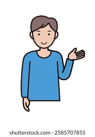 Illustration of a young man giving guidance and explanations