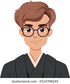 Illustration of a young man with glasses