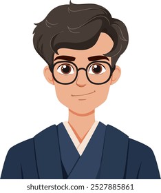 Illustration of a young man in glasses