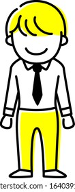 Illustration of a young man. Handwritten style of a male office worker.