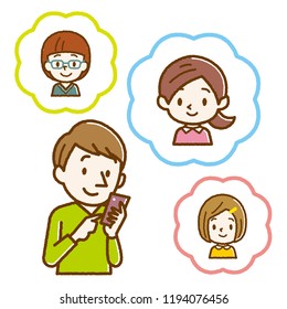 Illustration of a young man looking for a lover
