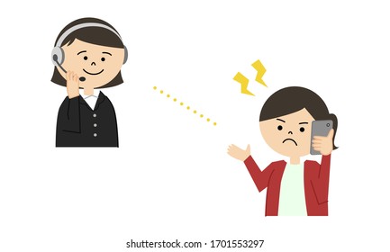 Illustration of young man making a complaint to call center operator