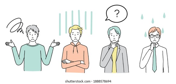 Ilustración de un joven, múltiples variaciones