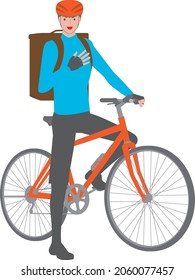 Illustration of a young man on a bicycle delivery "Please leave it to me"