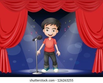 Illustration of a young man performing at the stage
