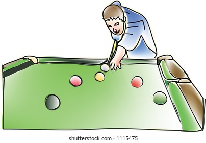 illustration of young man playing pool