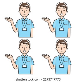 Illustration Of A Young Man In A Polo Shirt Guiding With A Smile