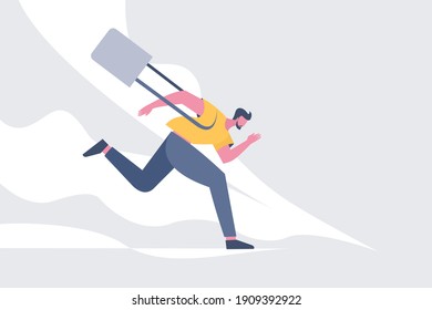 Illustration of a young man running fast