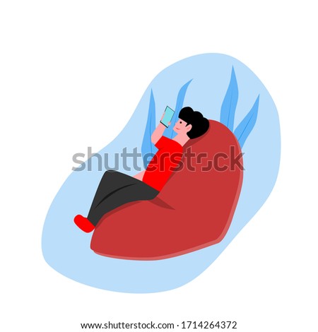 
illustration of young man sitting on a comfortable sofa