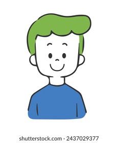The illustration of a young man with a smiling face
