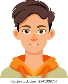 Illustration of a young man smiling warmly