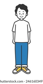 Illustration of a young man standing