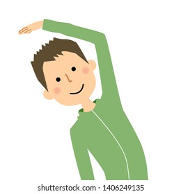 Illustration of a young man stretching.
