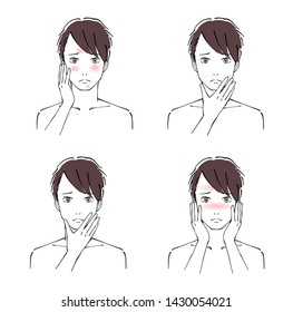 Illustration of a young man suffering from rough skin