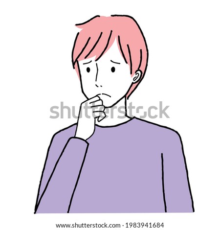 Illustration of a young man thinking, worries