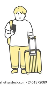 Illustration of a young man traveling