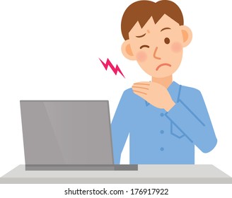 Illustration of a young man to use the PC