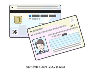 Illustration of a young man's My Number Card (both sides)