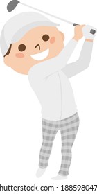 Illustration of a young man.Young men enjoying sports golf.