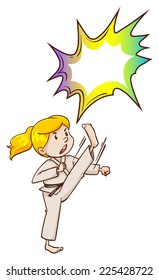 Illustration of a young martial art artist on a white background 