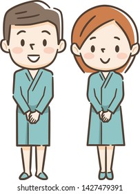 Illustration of young men and women undergoing medical checkup
