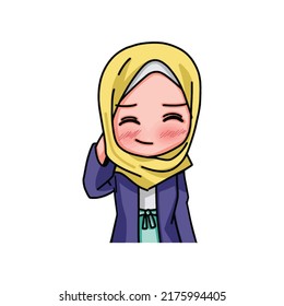 Illustration of young muslim women wearing hijab. vector illustration