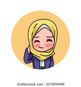 Illustration of young muslim women wearing hijab. vector illustration