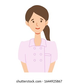 Illustration of a young nurse smiling at the bust up angle.