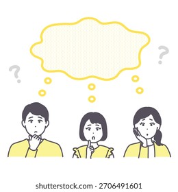 Una ilustración de un padre joven y un niño profundamente en el pensamiento con expresiones preocupadas. Vector.