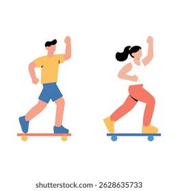 ilustração de jovens que jogam skate
