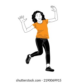 illustration of young people smiling positively happy having fun jumping