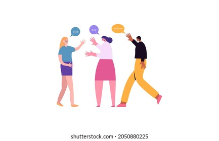 Ilustración con jóvenes hablando 