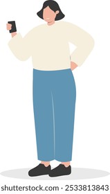 Ilustración de Personas jóvenes usando Smartphone. Aislado sobre fondo blanco. Personaje de Vector de dibujos animados.