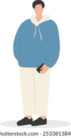Ilustración de Personas jóvenes usando Smartphone. Aislado sobre fondo blanco. Personaje de Vector de dibujos animados.