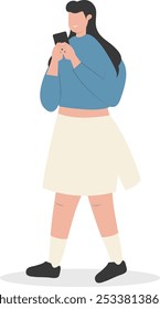 Ilustração de Jovens Usando Smartphone. Isolado no fundo branco. Caráter Vetor De Desenho Animado.