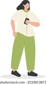 Illustration of Young People Using Smartphone. Isolated on White Background. Cartoon Vector Character.