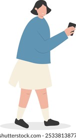 Ilustração de Jovens Usando Smartphone. Isolado no fundo branco. Caráter Vetor De Desenho Animado.