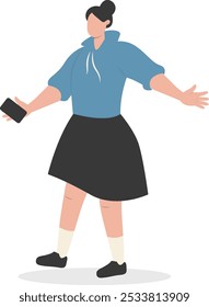 Illustration of Young People Using Smartphone. Isolated on White Background. Cartoon Vector Character.