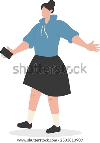 Illustration of Young People Using Smartphone. Isolated on White Background. Cartoon Vector Character.