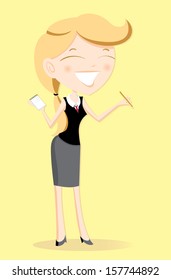 Illustration of a young restaurant waitress 