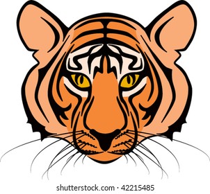 illustration of young siberian tiger in black lines symbol year