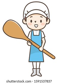 Illustration of a young smiling cook