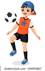 Illustration of young soccer player boy