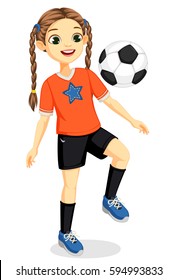 Illustration of young soccer player girl