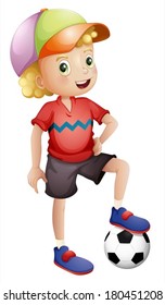 Illustration of a young soccer player on a white background