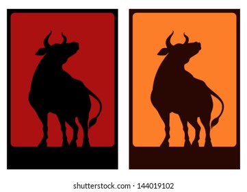 illustration of a young strong bull or cow in proud pose