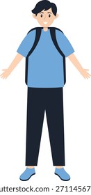 Ilustración de la Universidad de Estudiantes Jóvenes. Personaje de dibujos animados de Vector.