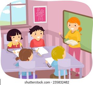 先生の話を聞く若い学生のイラスト のベクター画像素材 ロイヤリティフリー Shutterstock