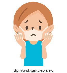 Illustration of a young tanned woman with a mask shape.